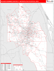 Orlando-Kissimmee-Sanford Metro Area Wall Map