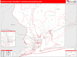 Pensacola-Ferry Pass-Brent Metro Area Wall Map