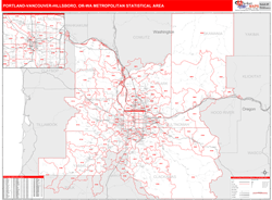 Portland-Vancouver-Hillsboro Metro Area Wall Map