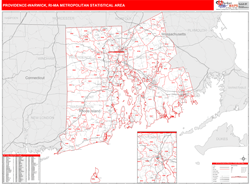 Providence-Warwick Metro Area Wall Map