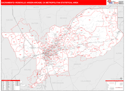 Sacramento-Roseville-Arden-Arcade Metro Area Wall Map