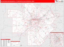 San Antonio-New Braunfels Metro Area Wall Map