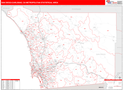 San Diego-Carlsbad Metro Area Wall Map