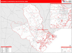 Savannah Metro Area Wall Map