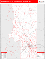 Spokane-Spokane Valley Metro Area Wall Map