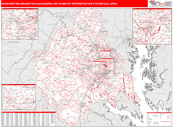 Washington-Arlington-Alexandria Metro Area Wall Map