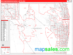 West Palm Beach-Boca Raton Metro Area Wall Map