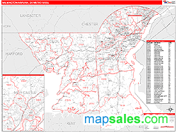 Wilmington-Newark Metro Area Wall Map