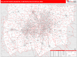 Dallas-Fort Worth-Arlington Metro Area Wall Map