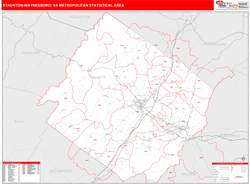 Staunton-Waynesboro Metro Area Wall Map