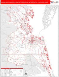 Virginia Beach-Norfolk-Newport News Metro Area Wall Map