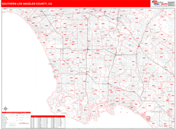 Southern Los Angeles County Metro Area Wall Map