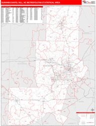 Durham-Chapel Hill Metro Area Wall Map