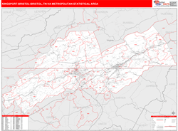 Kingsport-Bristol-Bristol Metro Area Wall Map