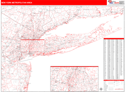 New York Metropolitan Area Metro Area Wall Map