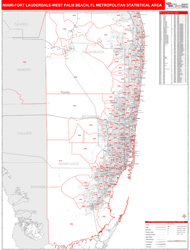 Miami-Fort Lauderdale-West Palm Beach Metro Area Wall Map