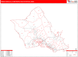 Urban Honolulu Metro Area Wall Map