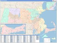 Massachusetts Wall Map