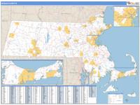Massachusetts  Wall Map Zip Code
