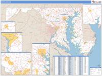 Maryland  Wall Map Zip Code