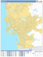 San Diego Wall Map Zip Code