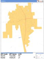Tulare Wall Map Zip Code