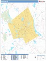 Worcester Wall Map Zip Code