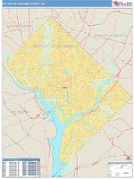 District of Columbia County, DC Wall Map Zip Code