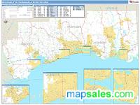 Biloxi-Gulfport-Pascagoula Metro Area Wall Map