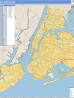 New York 5 Boroughs Metro Area Wall Map