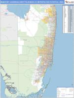 Miami-Fort Lauderdale-West Palm Beach Metro Area Wall Map