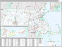 Massachusetts  Wall Map Zip Code