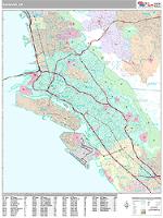 Oakland Wall Map Zip Code