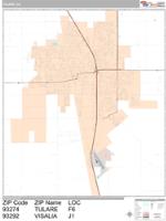 Tulare Wall Map Zip Code