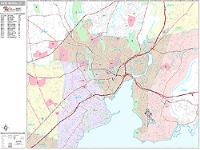 New Haven Wall Map Zip Code