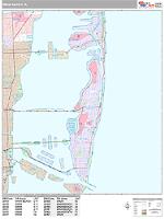 Miami Beach Wall Map Zip Code