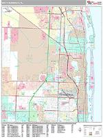 West Palm Beach Wall Map Zip Code