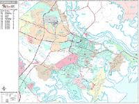 Savannah Wall Map Zip Code