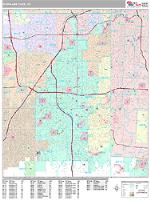 Overland Park Wall Map Zip Code