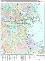 Boston Wall Map Zip Code