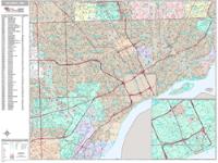 Detroit Wall Map Zip Code