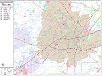Winston-Salem Wall Map Zip Code