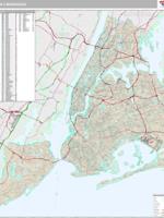 New York 5 Boroughs Wall Map Zip Code