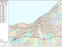 Cleveland Wall Map Zip Code