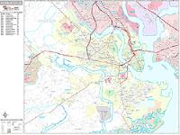 Charleston Wall Map Zip Code