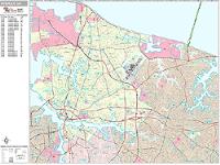 Norfolk Wall Map Zip Code