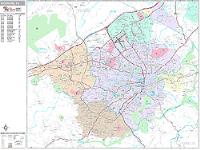 Roanoke Wall Map Zip Code
