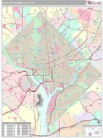 District of Columbia County, DC Wall Map Zip Code