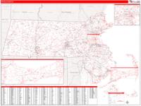Massachusetts  Wall Map Zip Code