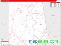 Chambers County, AL Wall Map Zip Code
